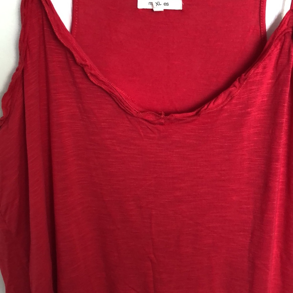 Red Ruffle Flowy Tank Top - Picture 2 of 6